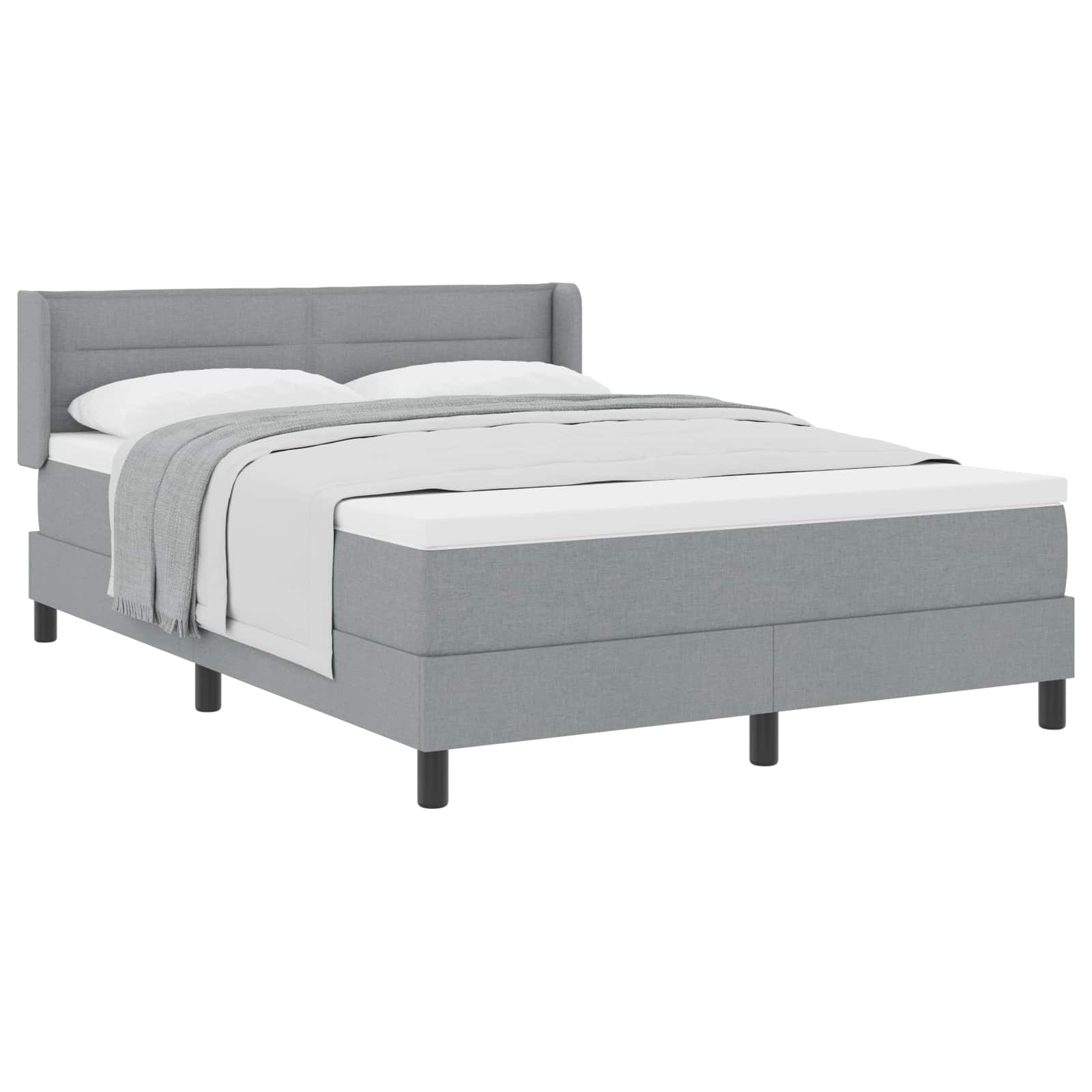 vidaXL Boxspringbed met hoofdeinde Lichtgrijs 190 x 140 cm Stof, foto 3