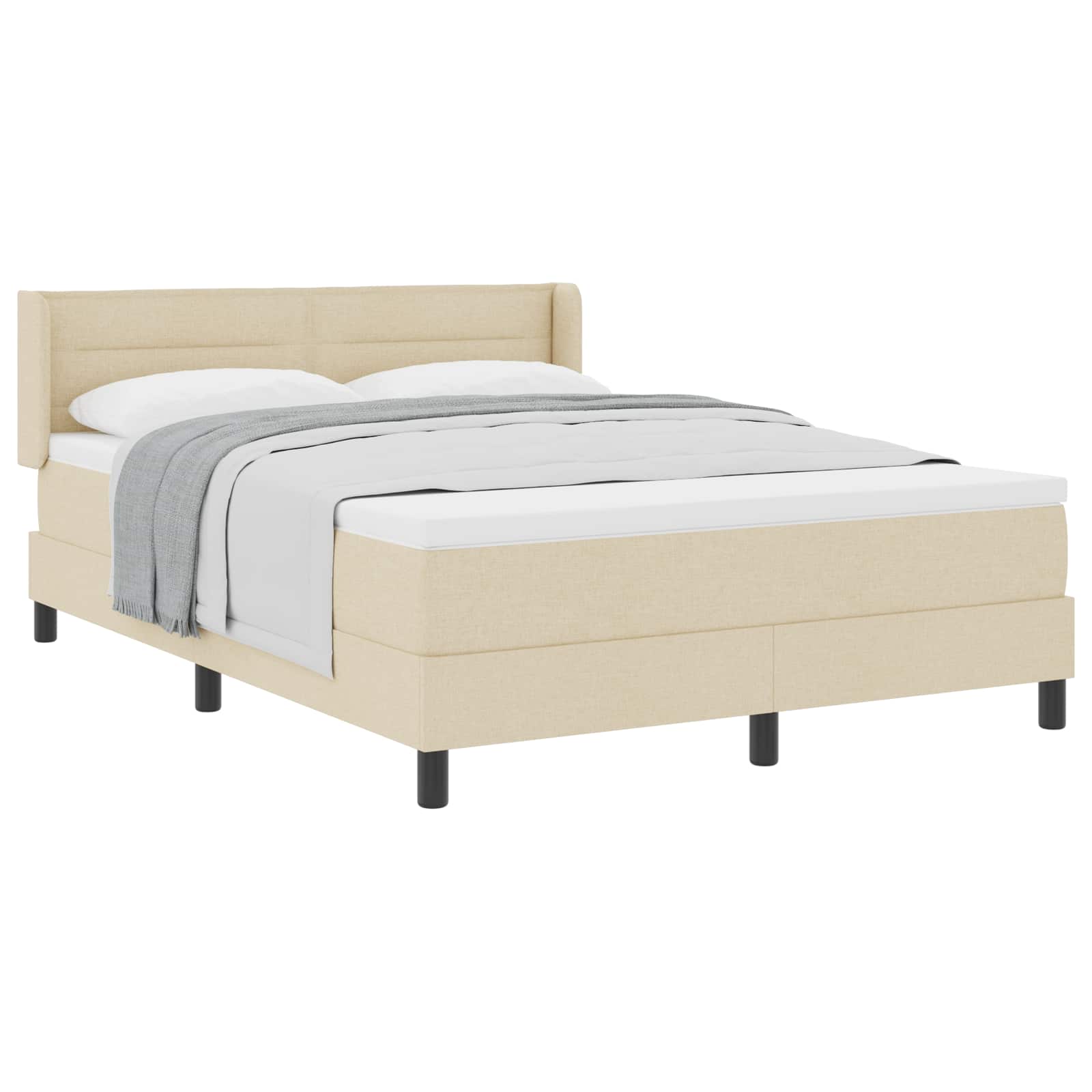 vidaXL Postel s boxspringem s čelo Krémová 200 x 160 cm textil