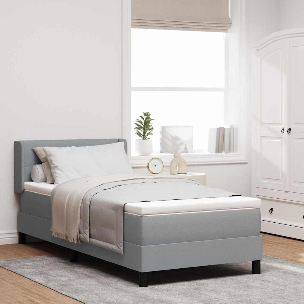 vidaXL Pat boxspring cu saltea cu saltea Gri deschis 80 x 200 cm