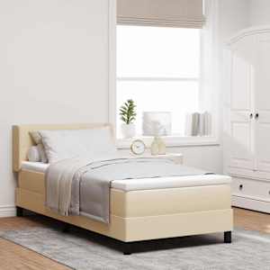 Postel s boxspringem s matrací Krémová 200 x 90 cm Polyester - obrázek 1