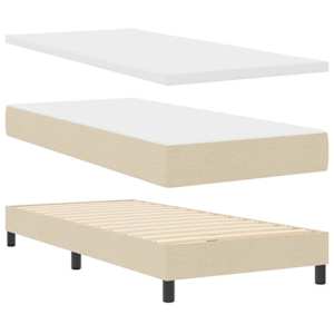Postel s boxspringem s matrací Krémová 200 x 90 cm Polyester - obrázek 4