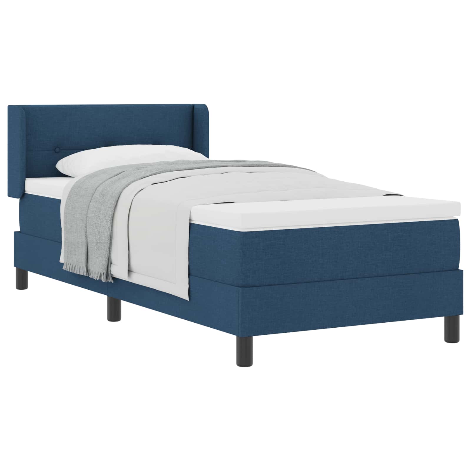 Postel s boxspringem s matrací s čelo Modrá 200 x 90 cm textil - obrázek 2