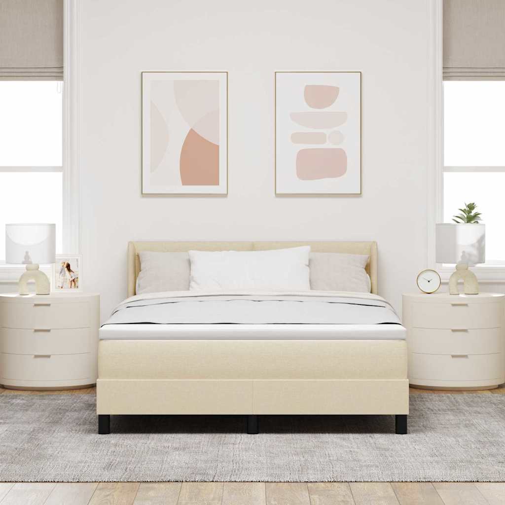 Postel s boxspringem s matrací Krémová 200 x 140 cm textil - obrázek 3
