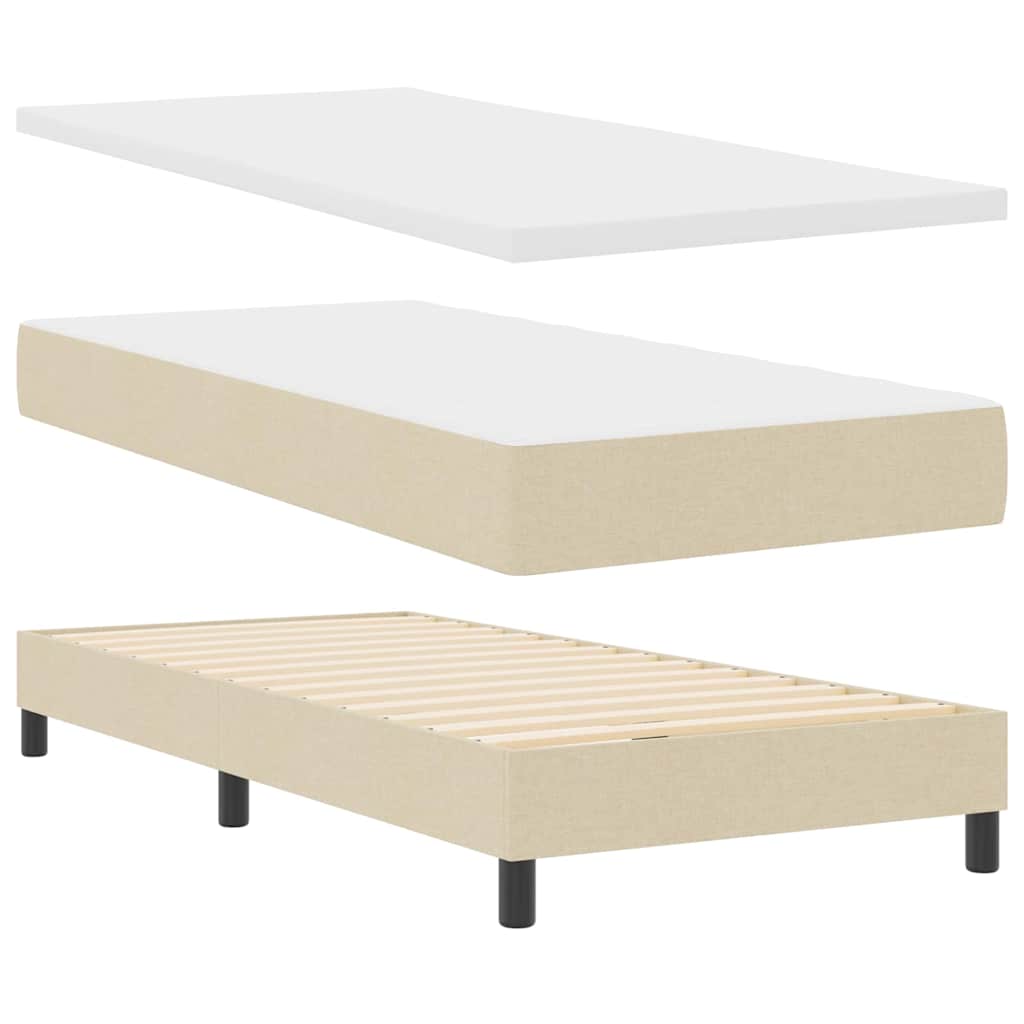 Postel s boxspringem s matrací Krémová 200 x 140 cm textil - obrázek 4