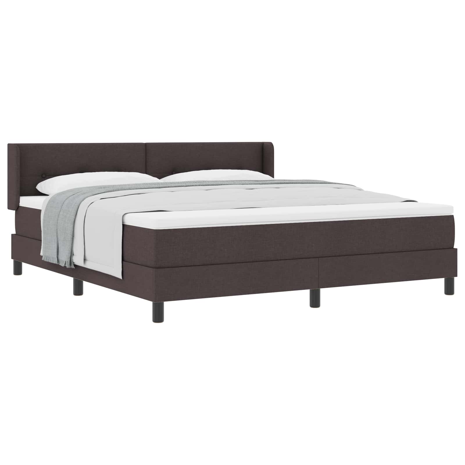 vidaXL Pat cu arcuri cu headboard Maro închis 200 x 180 cm țesătură
