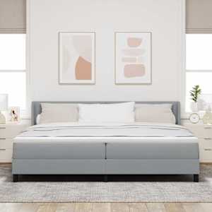 Postel s boxspringem s čelo Světle šedá 200 x 200 cm textil - obrázek 3