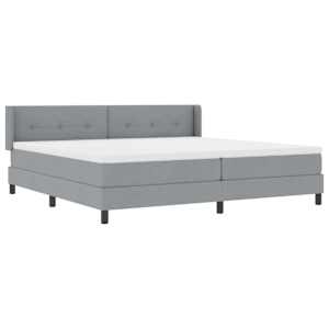Postel s boxspringem s čelo Světle šedá 200 x 200 cm textil - obrázek 6