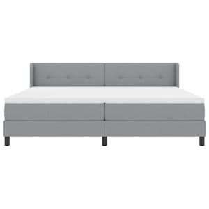 Postel s boxspringem s čelo Světle šedá 200 x 200 cm textil - obrázek 7