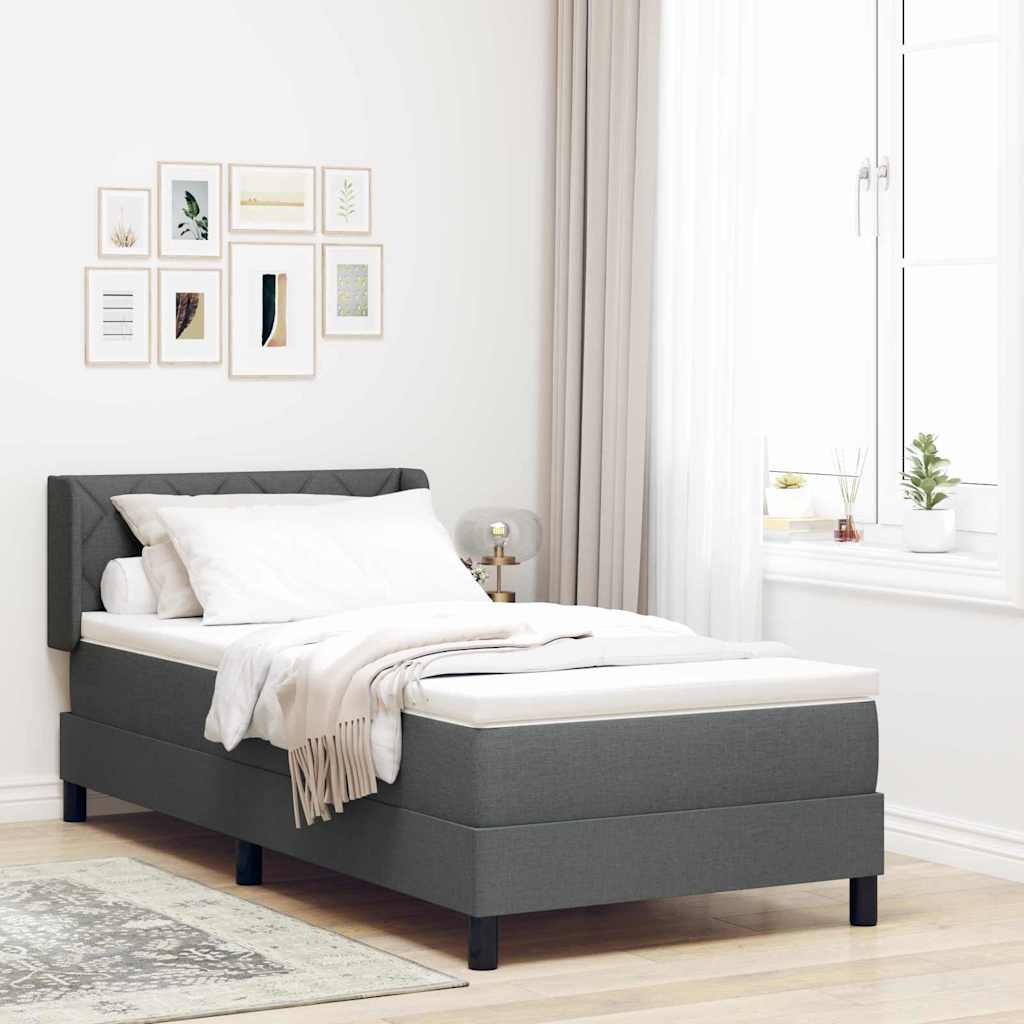vidaXL Boxspringbett mit Matratze – Dunkelgrau – 90 x 190 cm – Stoff