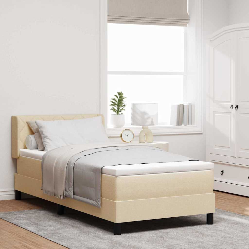 vidaXL Pat boxspring cu saltea cu saltea cu headboard Crem 90 x 190 cm