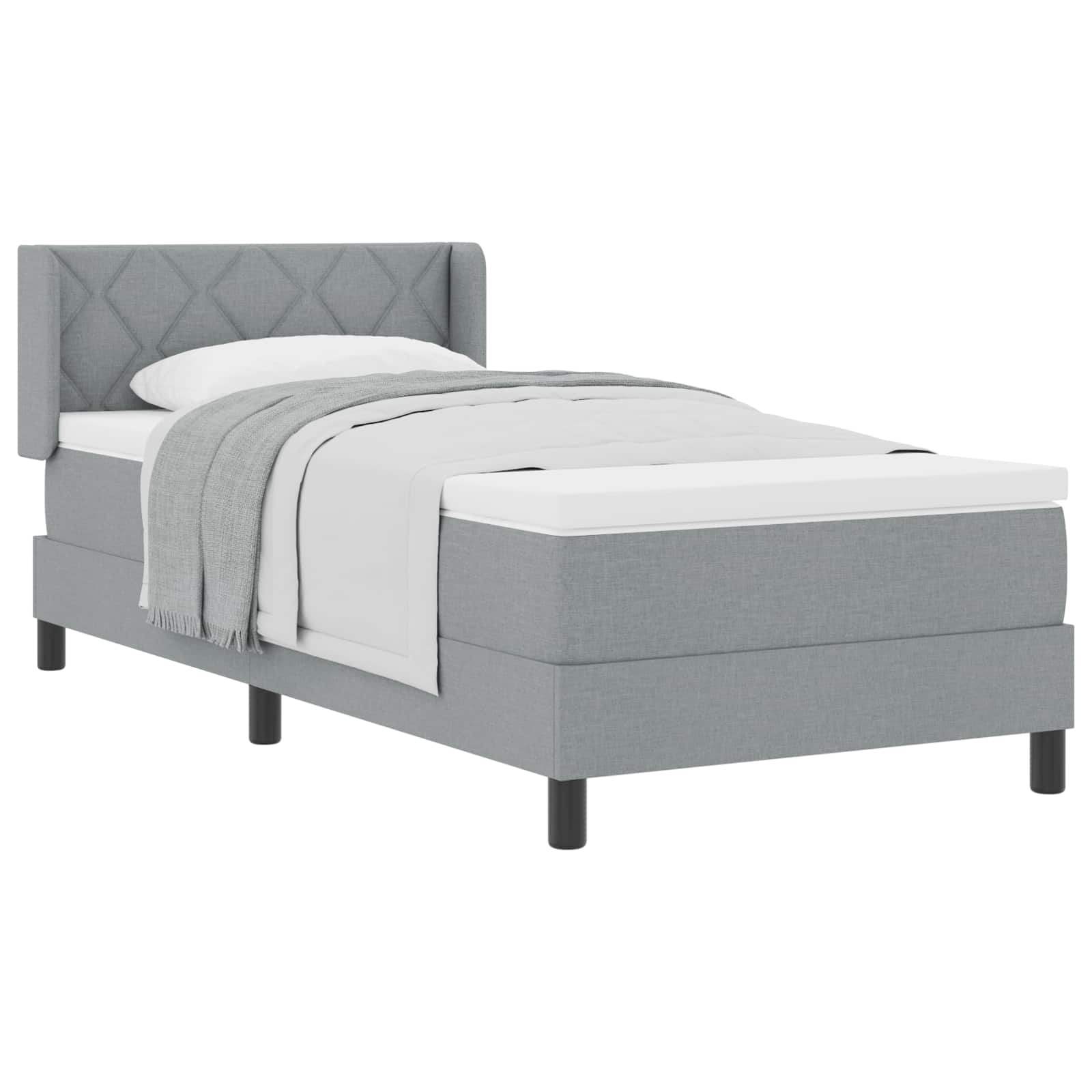 vidaXL Boxspringbed met hoofdeinde Lichtgrijs 200 x 100 cm Stof, foto 3