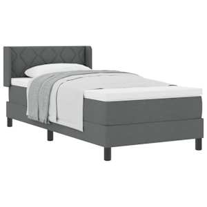 Postel s boxspringem s čelo Tmavě šedá 200 x 100 cm textil - obrázek 2