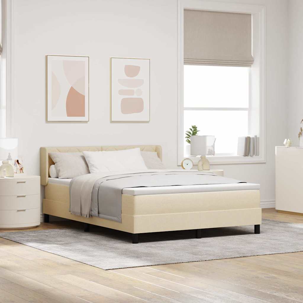 vidaXL Pat boxspring cu saltea cu saltea Crem 140 x 190 cm
