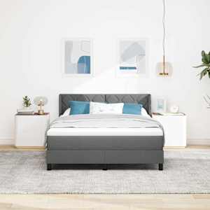 Postel s boxspringem s čelo Tmavě šedá 200 x 140 cm Polyester - obrázek 3