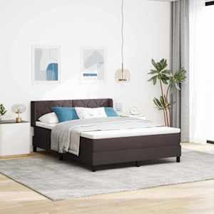 Postel s boxspringem s čelo Tmavě hnědá 200 x 140 cm Polyester - obrázek 1
