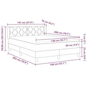 Postel s boxspringem s čelo Tmavě hnědá 200 x 140 cm Polyester - obrázek 12