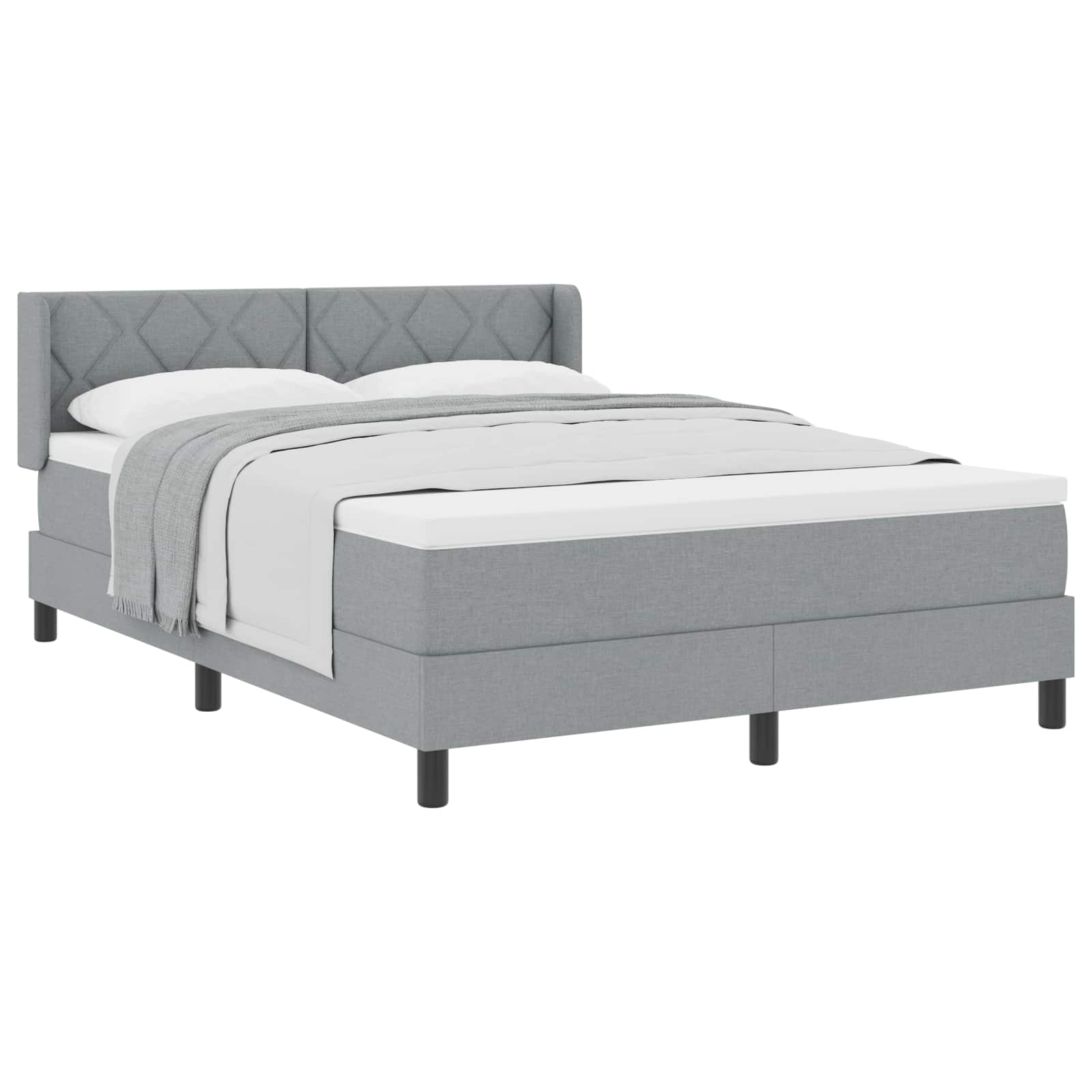 Thumbnail - vidaXL Boxspringbett mit Matratze Hellgrau 200 x 160 cm Polyester