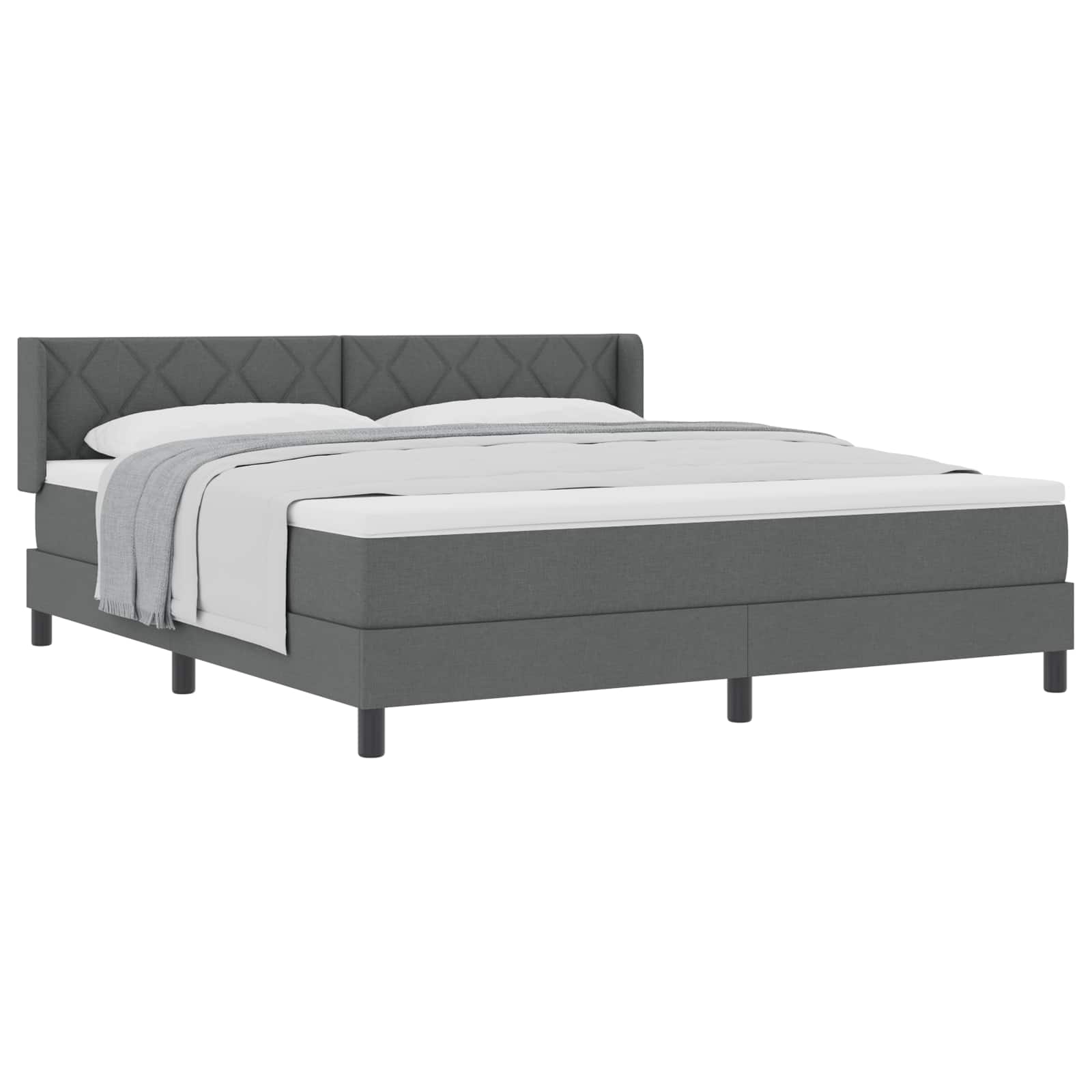 vidaXL Boxspringbed met kussen Donkergrijs 200 x 180 cm Stof grijs, foto 3