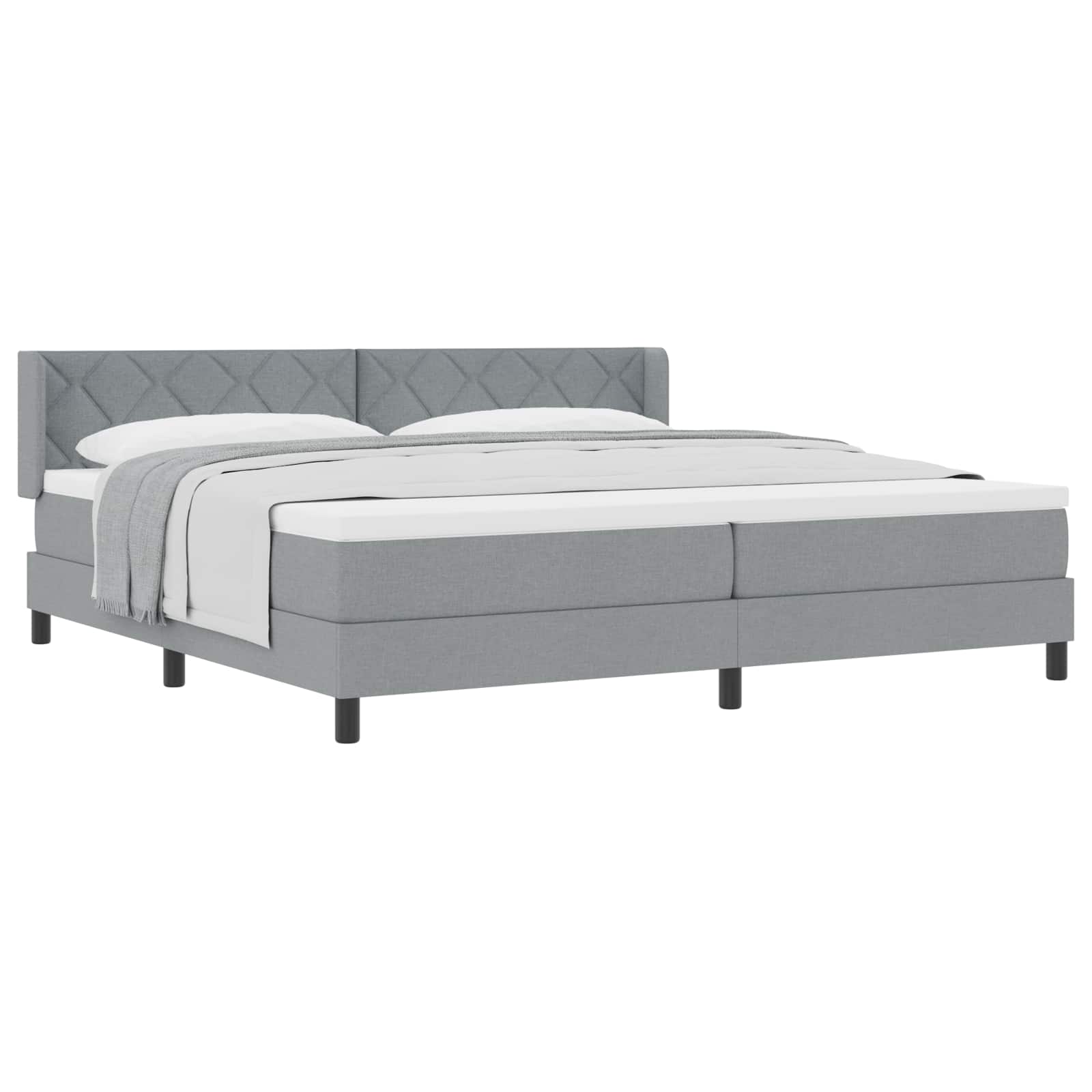 Thumbnail - vidaXL Boxspringbett mit Matratze Hellgrau 200 x 200 cm Polyester