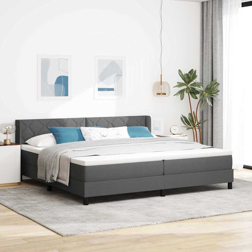 Kasti voodi koos madratsiga tumedat halli värvi 200x200 cm kangas, vidaXL Peatoe teemantplokkide disain tumedat halli värvi 200 cm kangas