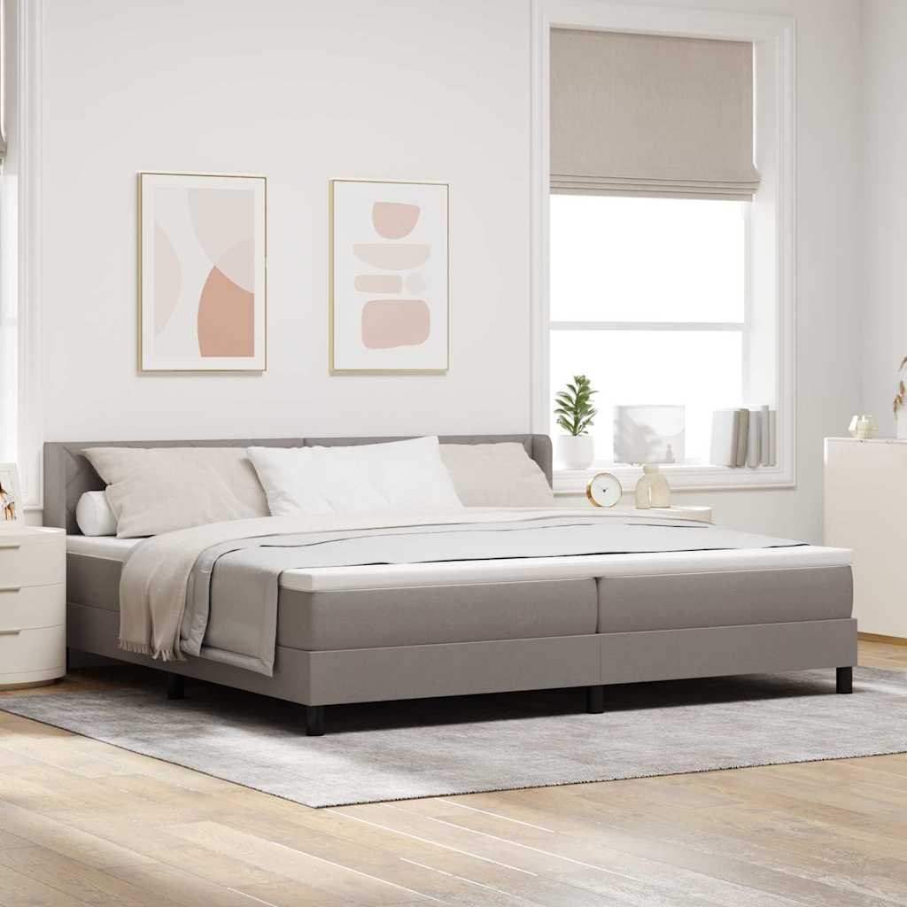 vidaXL Pat boxspring cu saltea cu saltea Gri taupe 200 x 200 cm