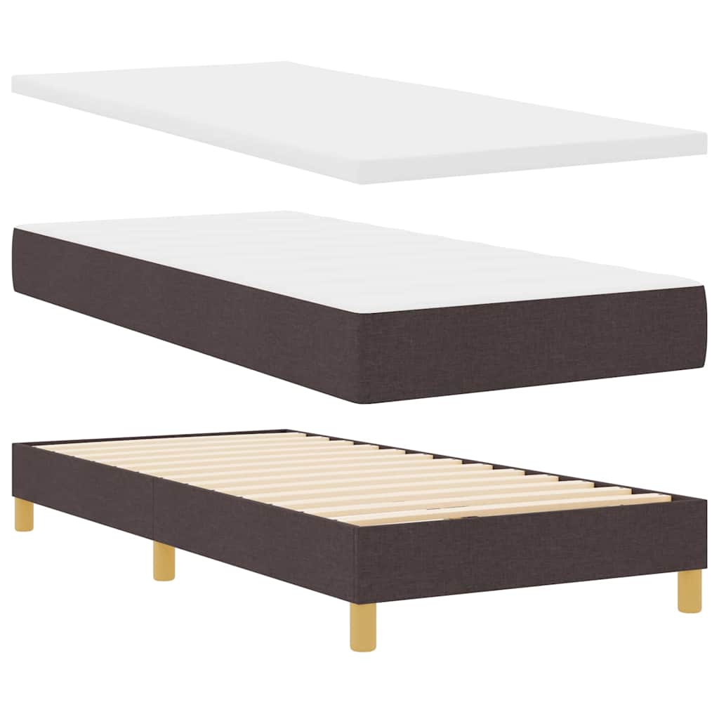 Box spring seng med madras Mørkebrun og Hvid 100 x 200 cm Stof 2 8721288302663 wbg an en hd 1