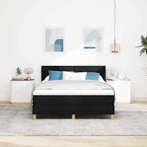 Postel s boxspringem s matrací s čelo Černý 190 x 140 cm textil - obrázek 3
