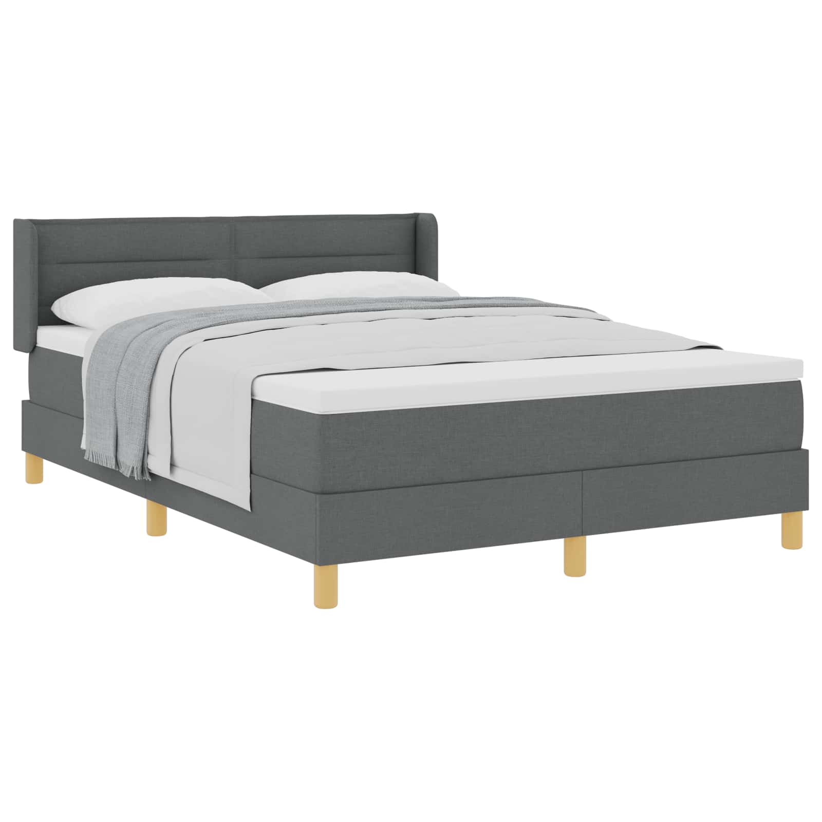 vidaXL Pat cu arcuri cu saltea Gri închis 200 x 160 cm țesătură