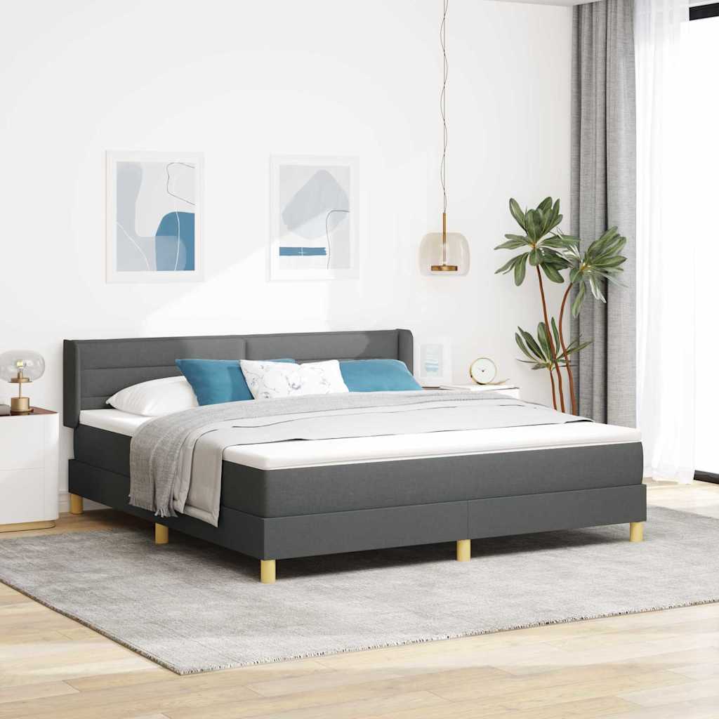 Kastvedru Voodi koos Madratsi Tumehall 180x200 cm Kangas, vidaXL Peaosa Joonte Disain Tumehall 180 cm Kangas