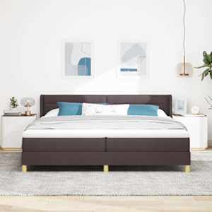 Postel s boxspringem s matrací Tmavě hnědá 200 x 200 cm textil - obrázek 3