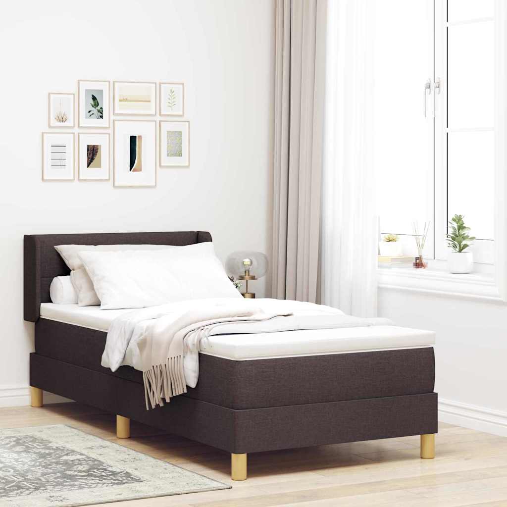 vidaXL Pat cu arcuri cu saltea Maro închis și Alb 80 x 200 cm țesătură