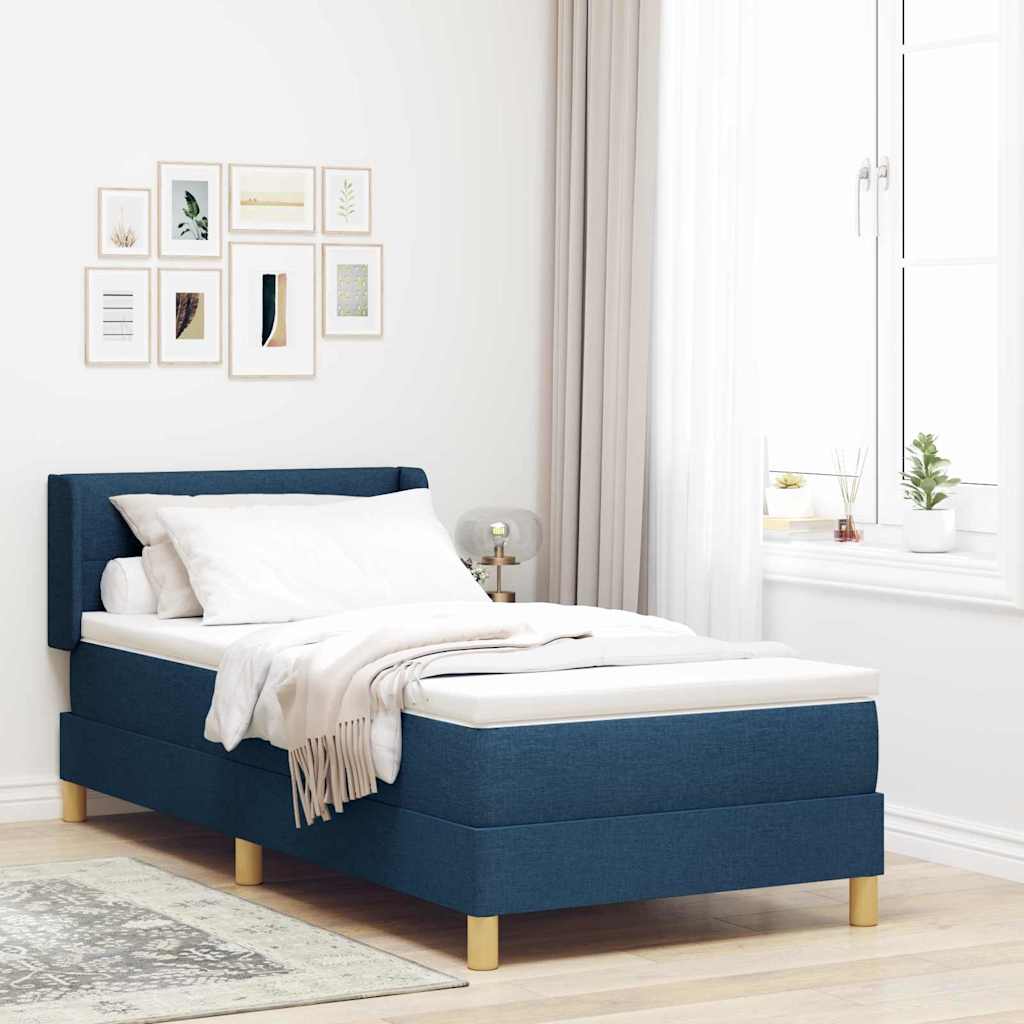Boxspring seng med madras Blå 80x200 cm Stof&&vidaXL Sengegavl Knappet Blå 80 cm Stof