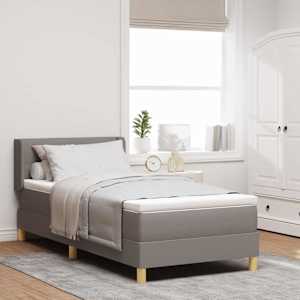 Postel s pružinami s matrací s čelo Taupe 90 x 200 cm textil - obrázek 1
