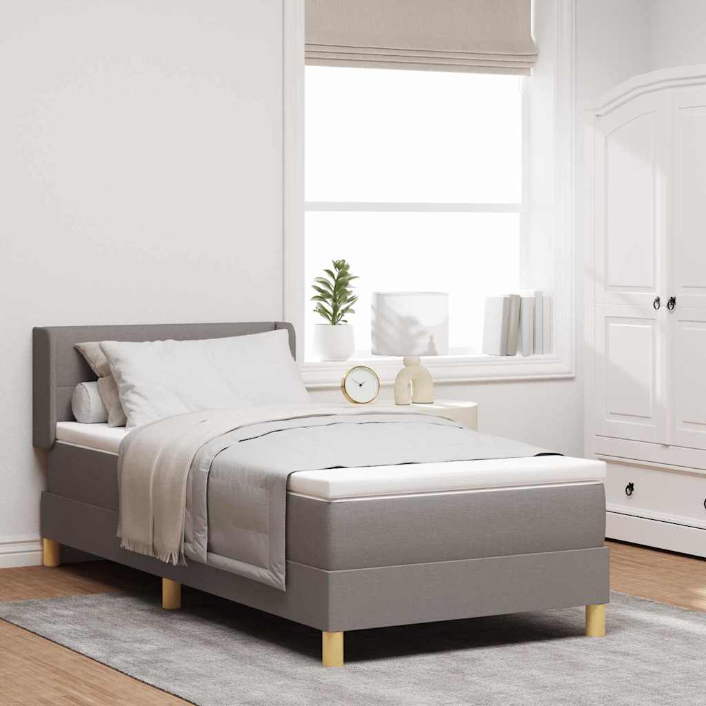 Box Spring Seng med Madrass Taupe 100x200 cm Stof&&vidaXL Sengegavl Button Tufted Taupe 100 cm Stof