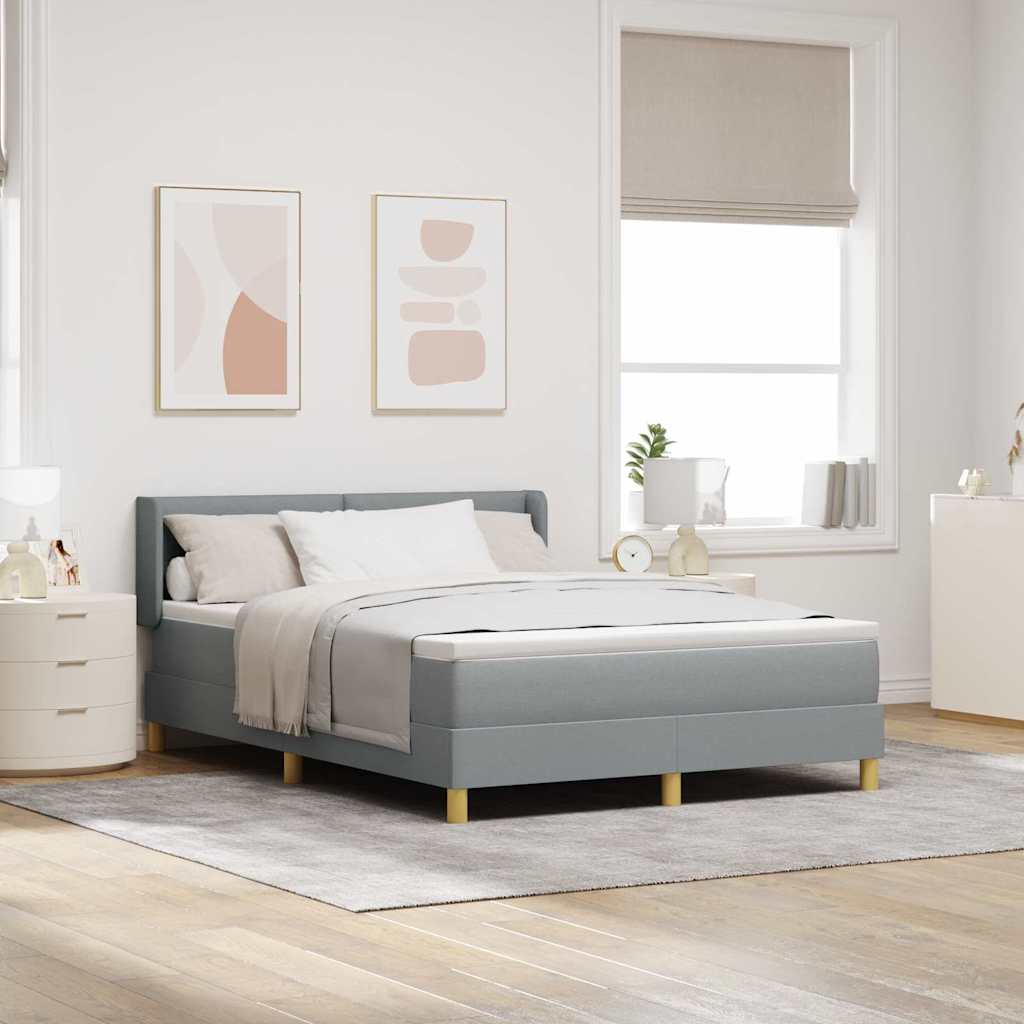 vidaXL Hellgraues Boxspringbett & Matratze, 140x190 cm, aus Stoff