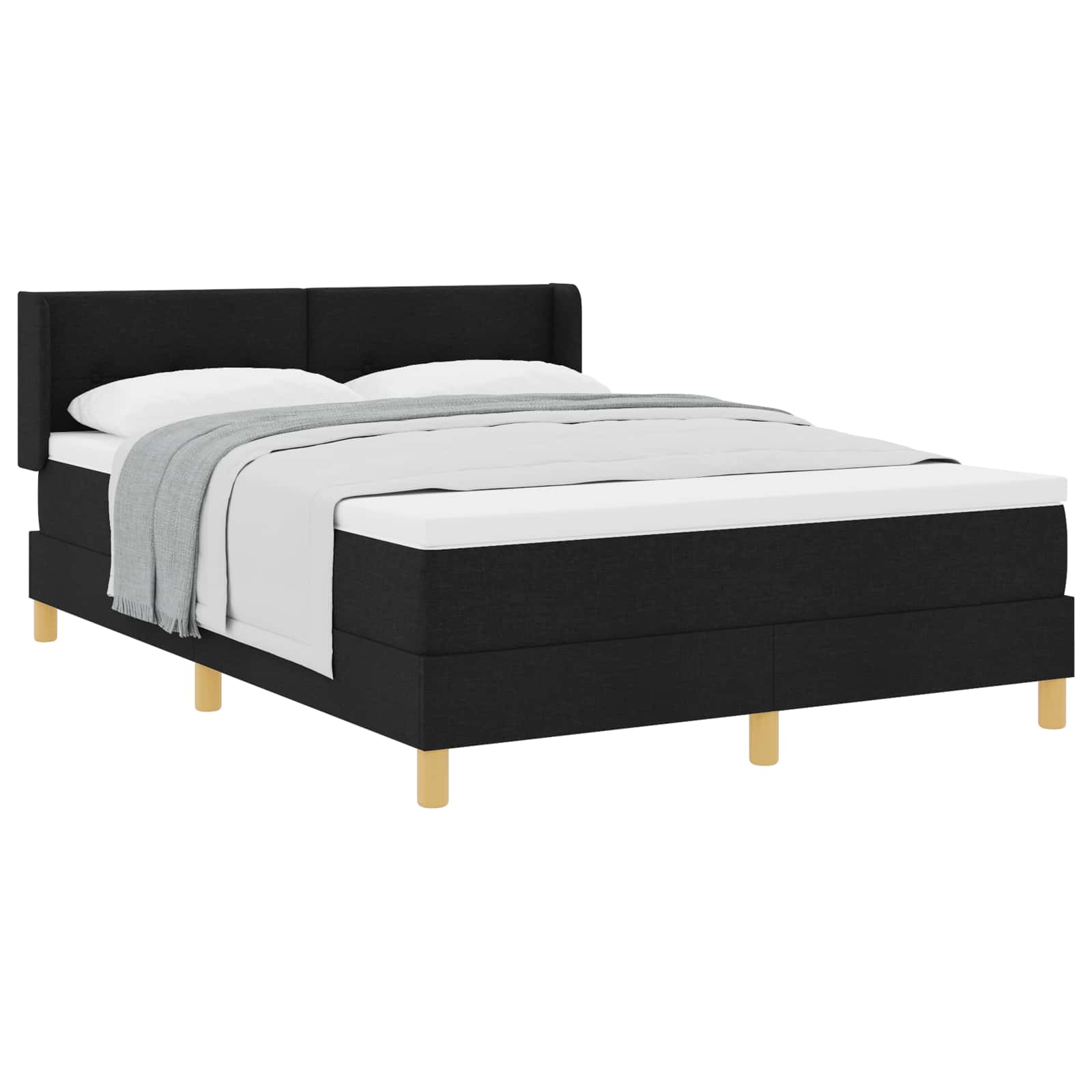 vidaXL Pat cu arcuri cu saltea Negru 190 x 140 cm țesătură