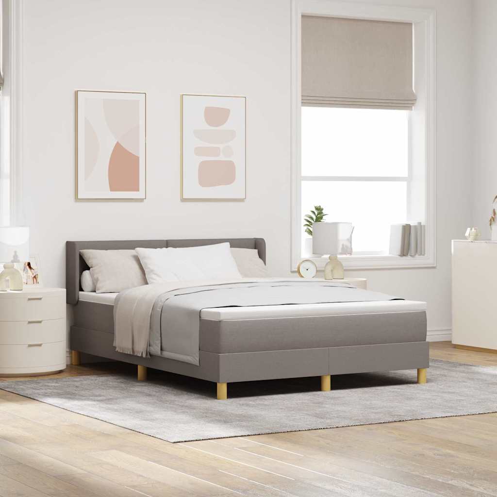 Box Spring Seng med Madras Taupe 140x190 cm Stof&&vidaXL Sengegavl Med Knapper Taupe 140 cm Stof