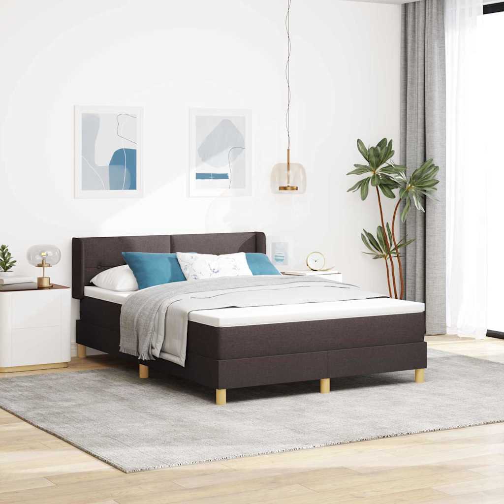 vidaXL Pat cu arcuri cu saltea Maro închis 140 x 200 cm Tapițerie