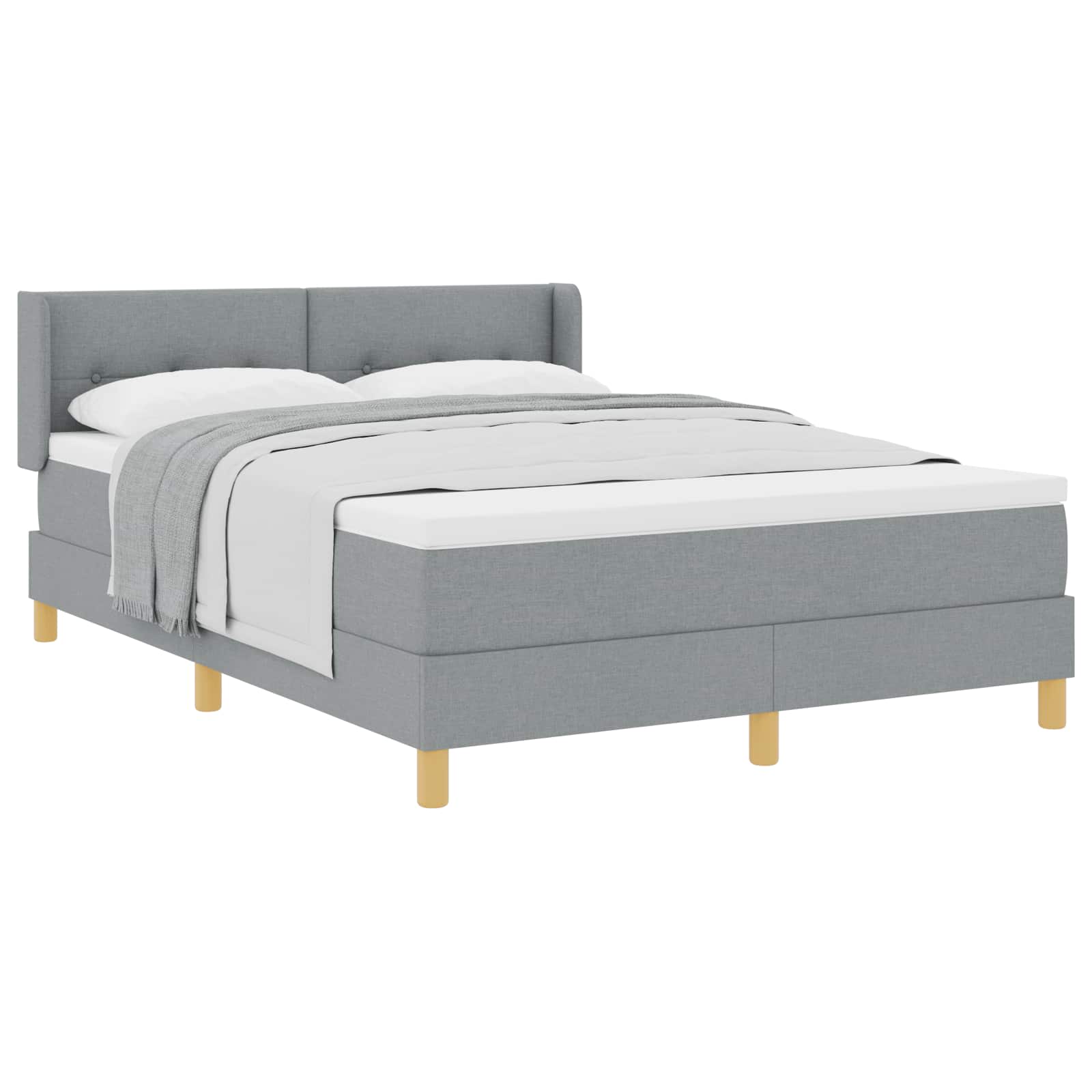 Thumbnail - vidaXL Boxspringbett mit Matratze Hellgrau 200 x 160 cm Polyester