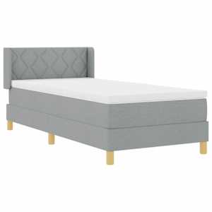 Postel s boxspringem s čelo Světle šedá 190 x 90 cm Polyester - obrázek 5