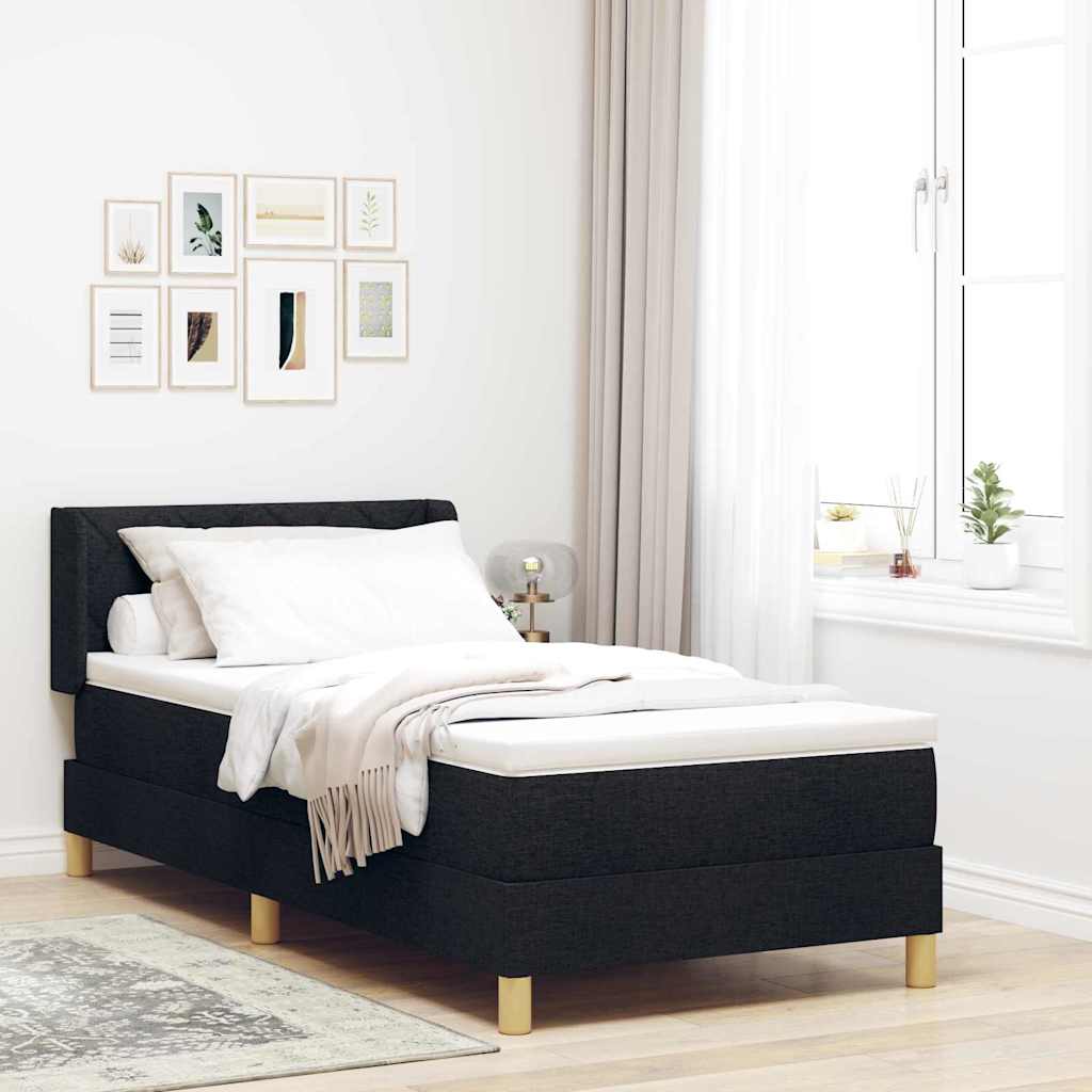 Box Spring voodi madratsiga Must 90x190 cm Kanga