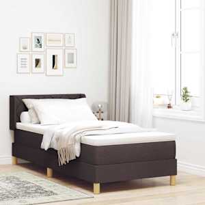 Postel s boxspringem s čelo Tmavě hnědá 190 x 90 cm Polyester - obrázek 1
