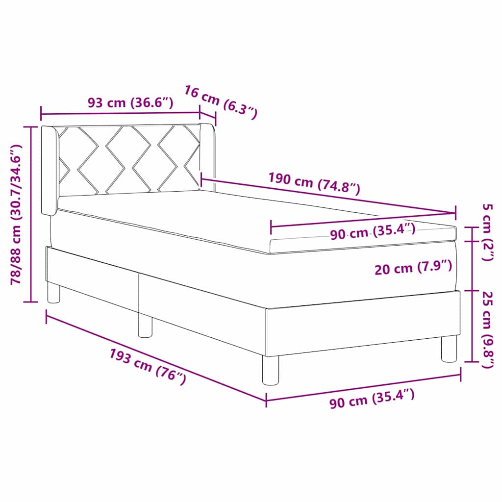 Postel s boxspringem s matrací Taupe 190 x 90 cm Polyester - obrázek 12