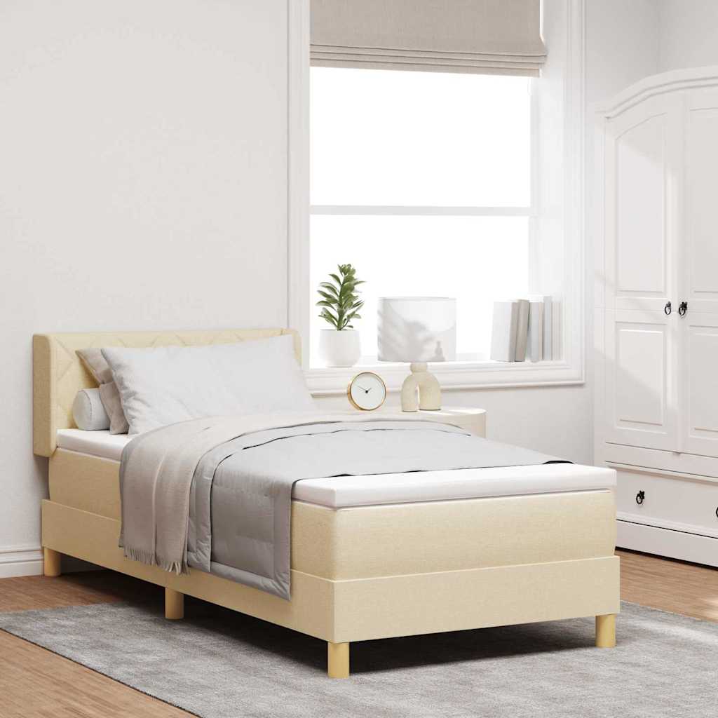 vidaXL Pat cu Saltea cu Arcuri cu saltea Crem 90 x 190 cm țesătură
