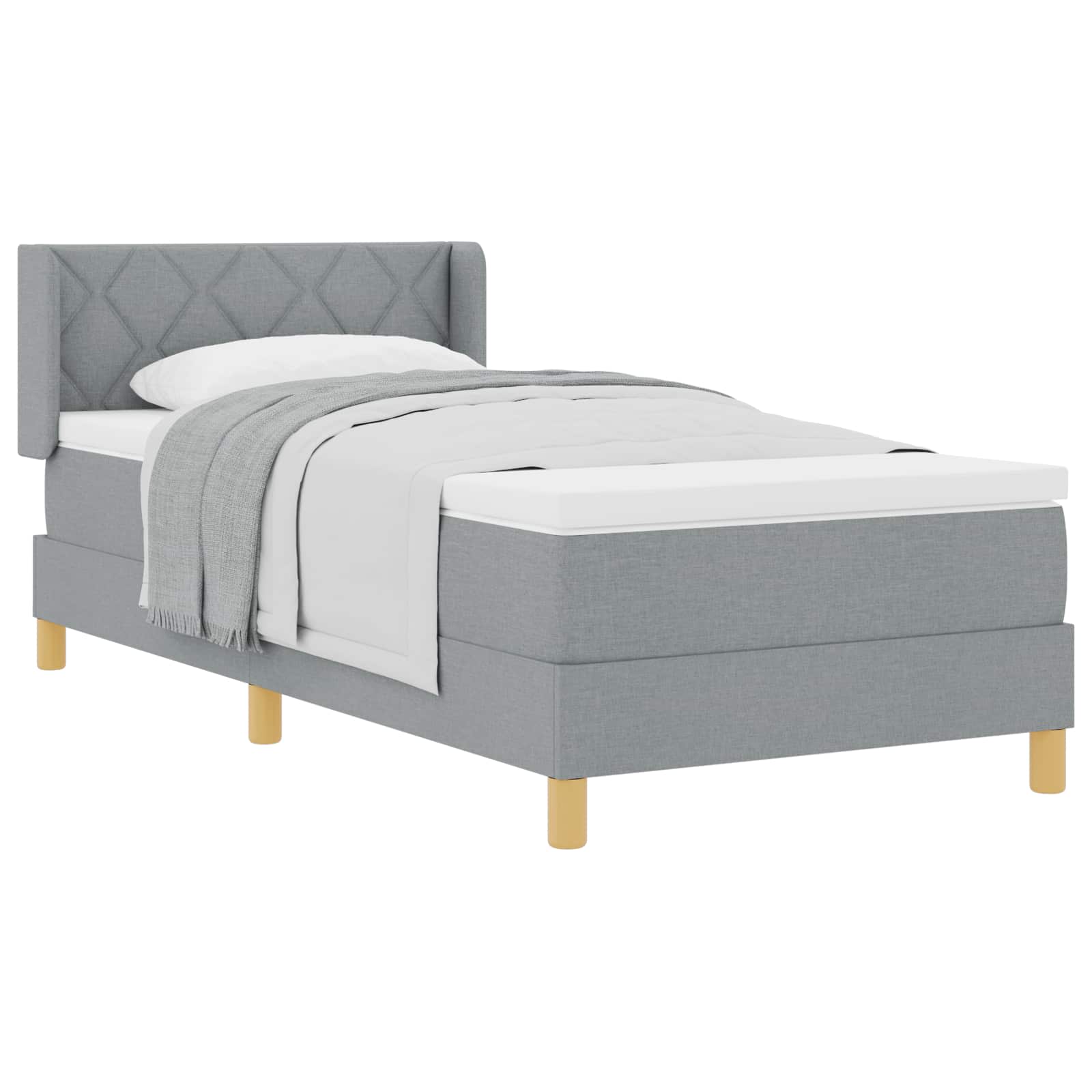 vidaXL Boxspringbed met hoofdeinde Lichtgrijs 200 x 100 cm Stof, foto 3