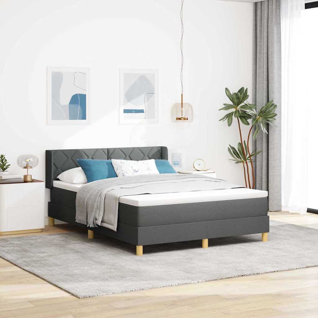 Karbi vedrud voodi madratsiga tumehall 140x190 cm kangas