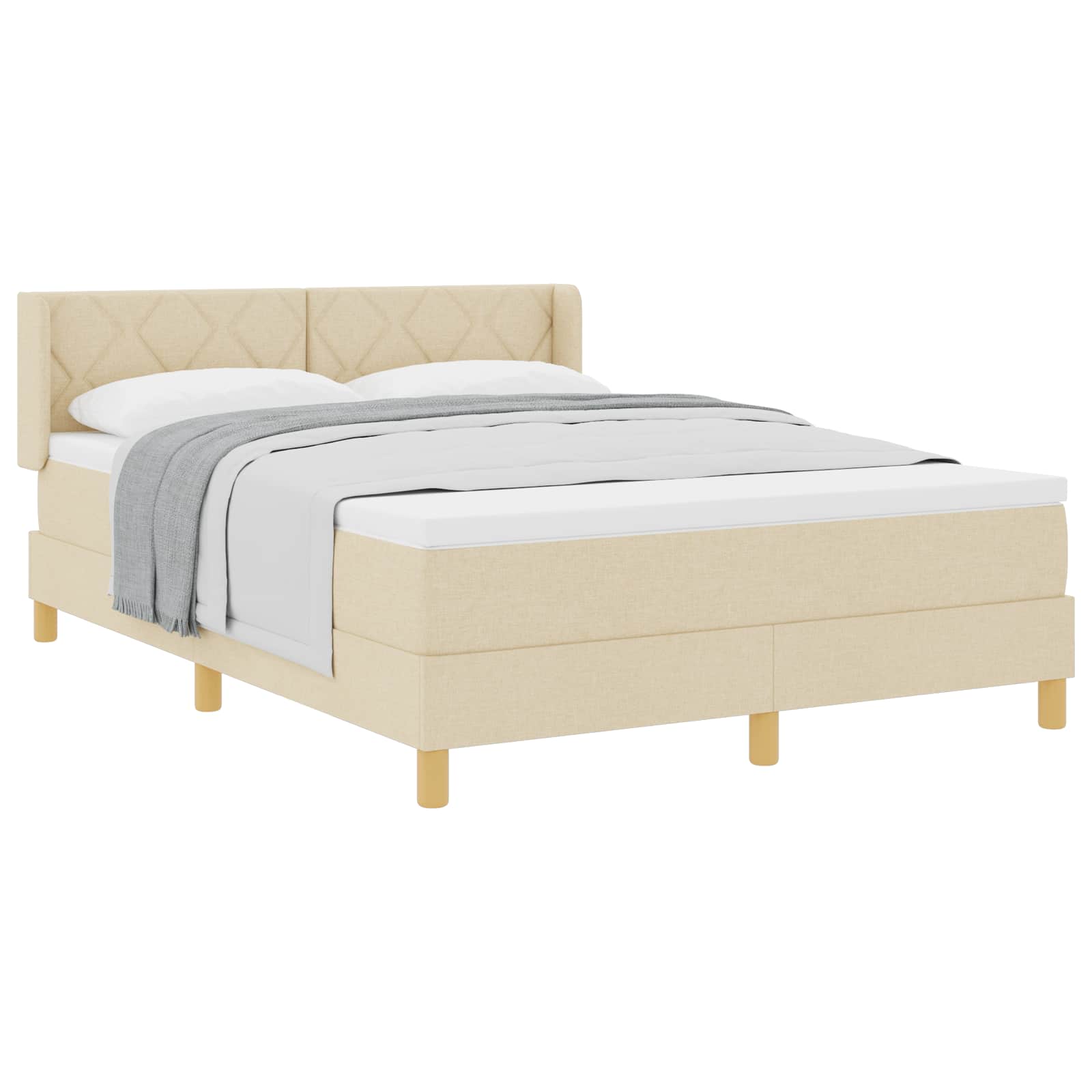 vidaXL Boxspringbed met hoofdeinde Crème 190 x 140 cm Stof, foto 3