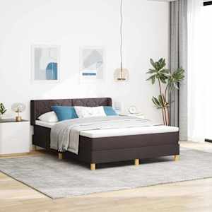 Postel s boxspringem s čelo Tmavě hnědá 200 x 140 cm Polyester - obrázek 1