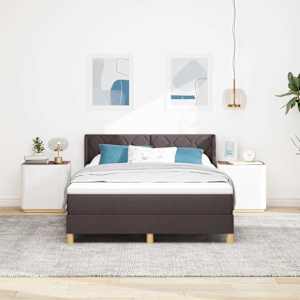 Postel s boxspringem s čelo Tmavě hnědá 200 x 140 cm Polyester - obrázek 3