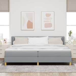Postel s boxspringem s čelo Světle šedá 200 x 200 cm textil - obrázek 3